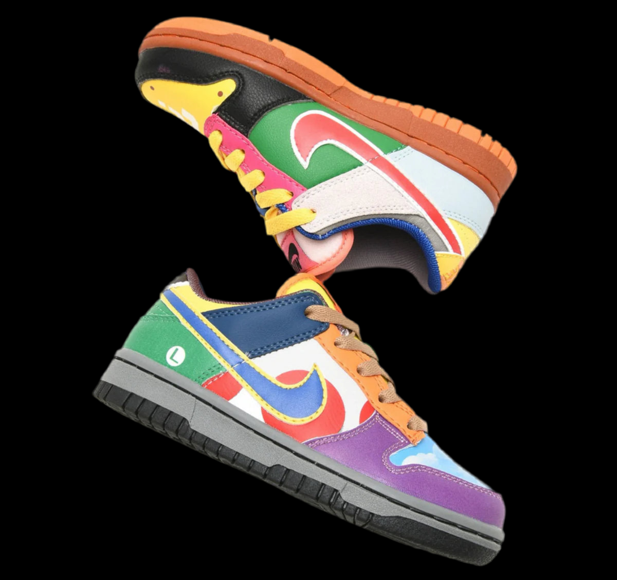 Custom Nike Dunk Low Sneakers – Premium Leather with Mario Kart Graphics